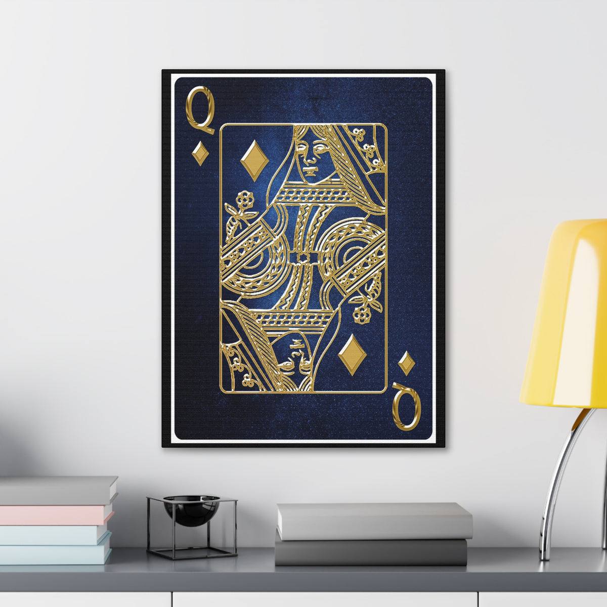 Queen Of Diamonds Space Background Playing Card Canvas Wall Art for Home Decor Ready-to-Hang-Express Your Love Gifts