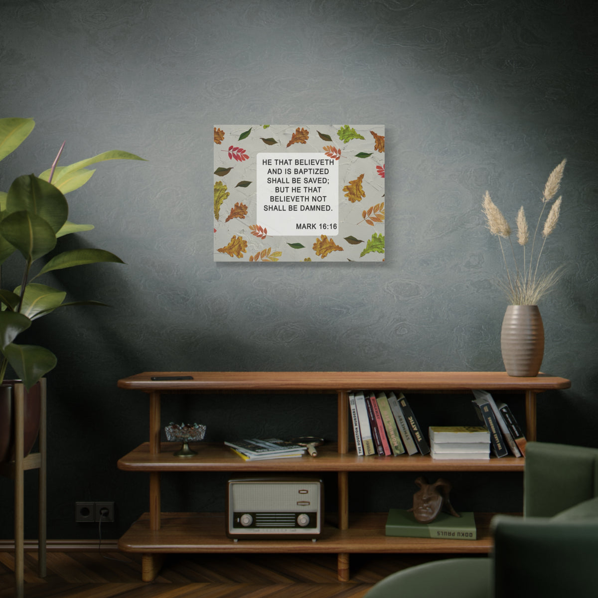 Scripture Walls Shall Be Saved Mark 16:16 Bible Verse Canvas Christian Wall Art Ready to Hang