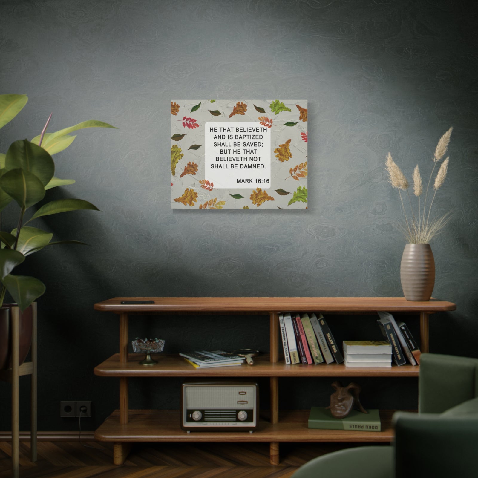 Scripture Walls Shall Be Saved Mark 16:16 Bible Verse Canvas Christian Wall Art Ready to Hang