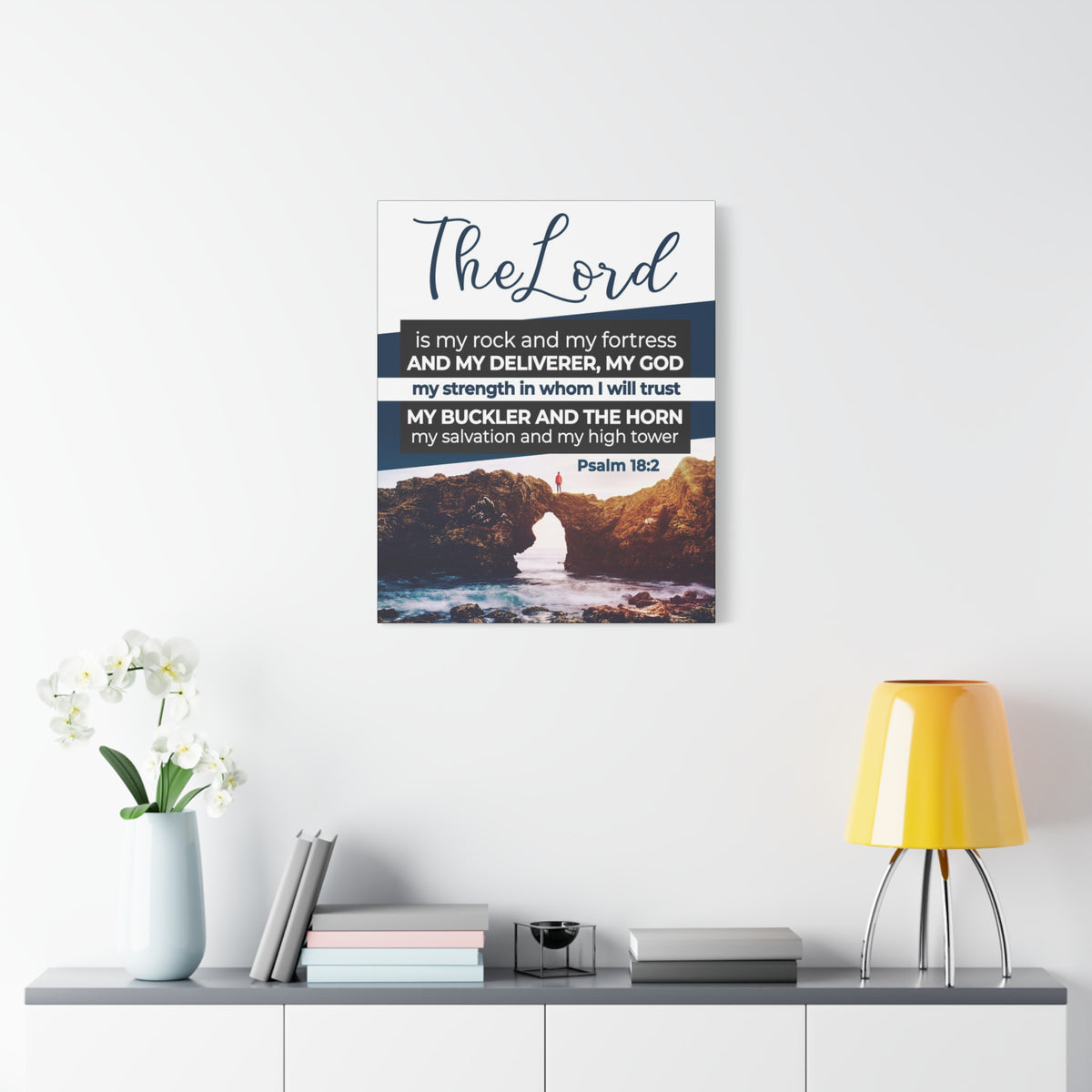 Scripture Canvas The Lord is My Rock Psalm 18:2 KJV Christian Wall Art Bible Verse Print Ready to Hang-Express Your Love Gifts