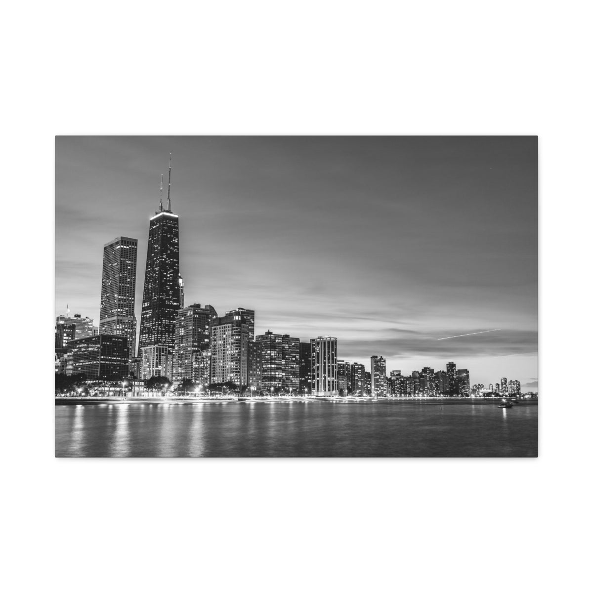 Chicago Black And White Skyline Canvas Artwork High-Quality Breathtaking Stunning Cityscape for Home Decor Ready to Hang-Express Your Love Gifts