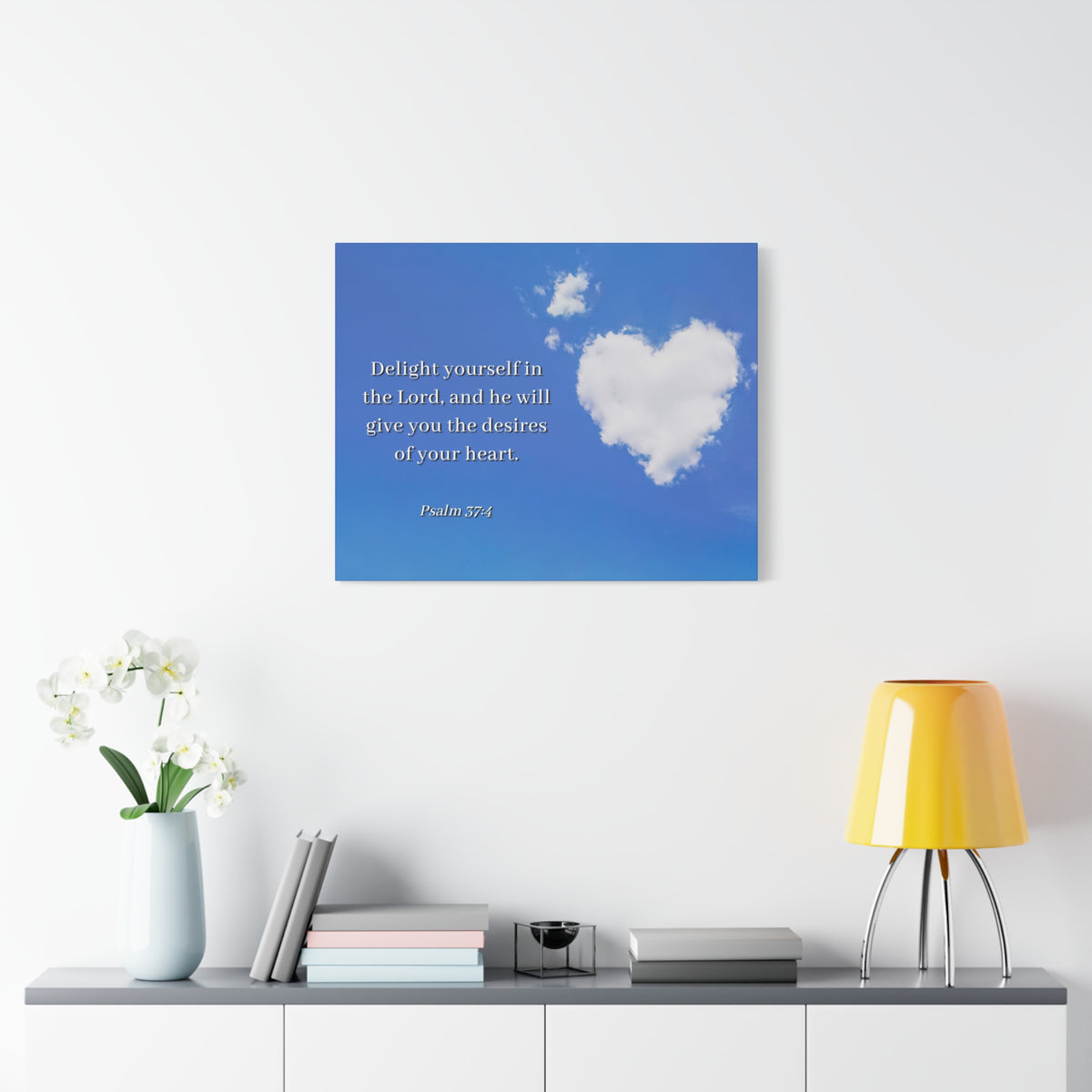 Scripture Canvas Desires Of Heart Psalms 37:4 Christian Wall Art Bible Verse Print Ready to Hang-Express Your Love Gifts