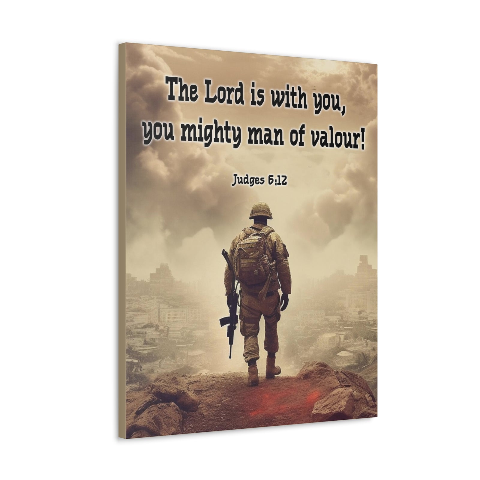 Scripture Walls Divine Valor: A Soldier's Journey Judges 6:12 Christian Wall Art Print Ready to Hang Unframed-Express Your Love Gifts