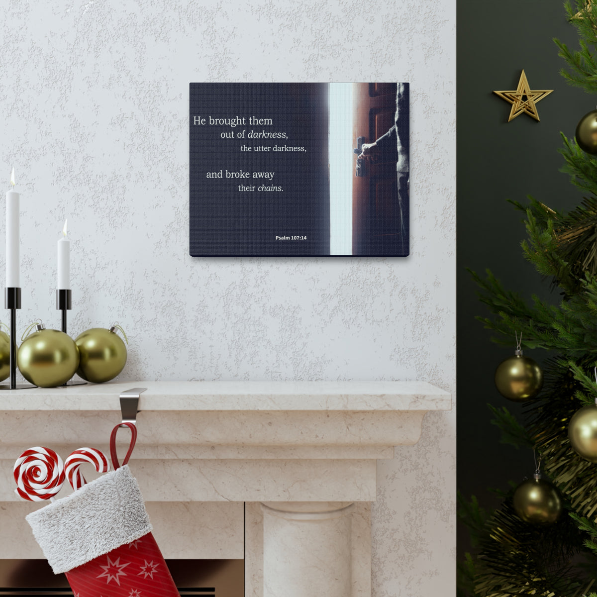 Scripture Walls He Brought Them Psalm 107:14 Bible Verse Canvas Christian Wall Art Ready to Hang-Express Your Love Gifts