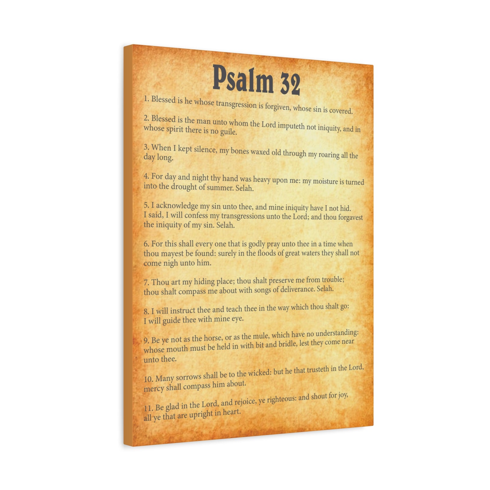 Scripture Walls Psalm 32 Gold Bible Chapter Canvas Christian Wall Art Ready to Hang-Express Your Love Gifts