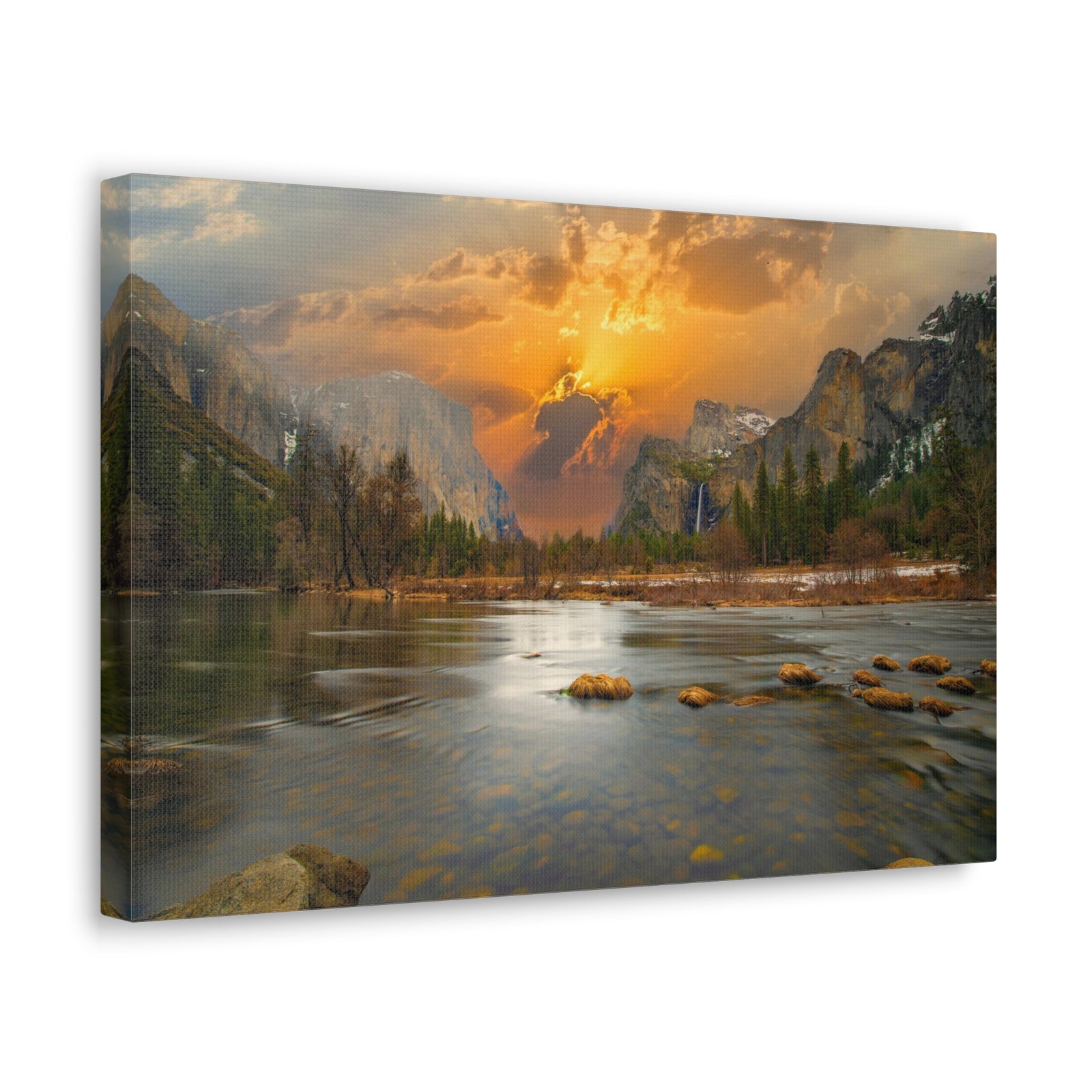 Golden Hour Over Mountain Nature Wilderness Photography Canvas Wall Art for Home Decor Ready-to-Hang-Express Your Love Gifts