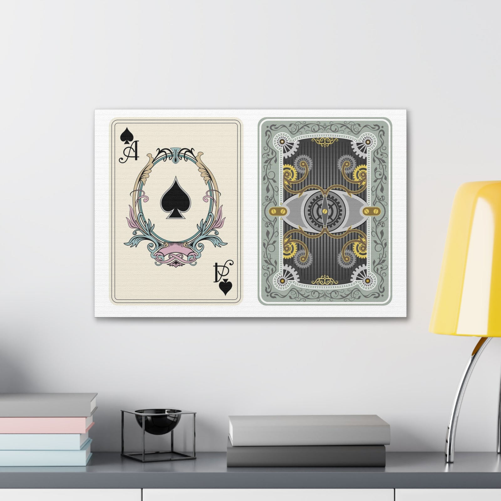 Steampunk Style Ace Of Spades Playing Card Canvas Wall Art for Home Decor Ready-to-Hang-Express Your Love Gifts