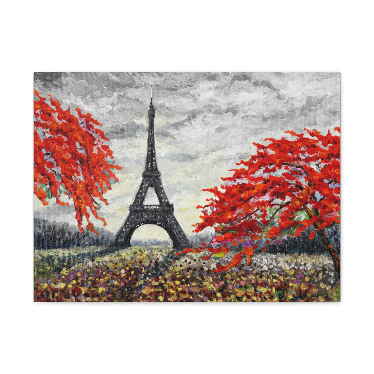 Eiffel Tower Red Tree Paris France Canvas Artwork High-Quality Breathtaking French City for Home Decor Ready to Hang-Express Your Love Gifts