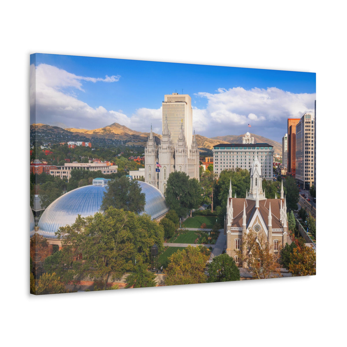 Salt Lake City Daytime Skyline Canvas Artwork High-Quality Breathtaking Stunning Cityscape for Home Decor Ready to Hang-Express Your Love Gifts