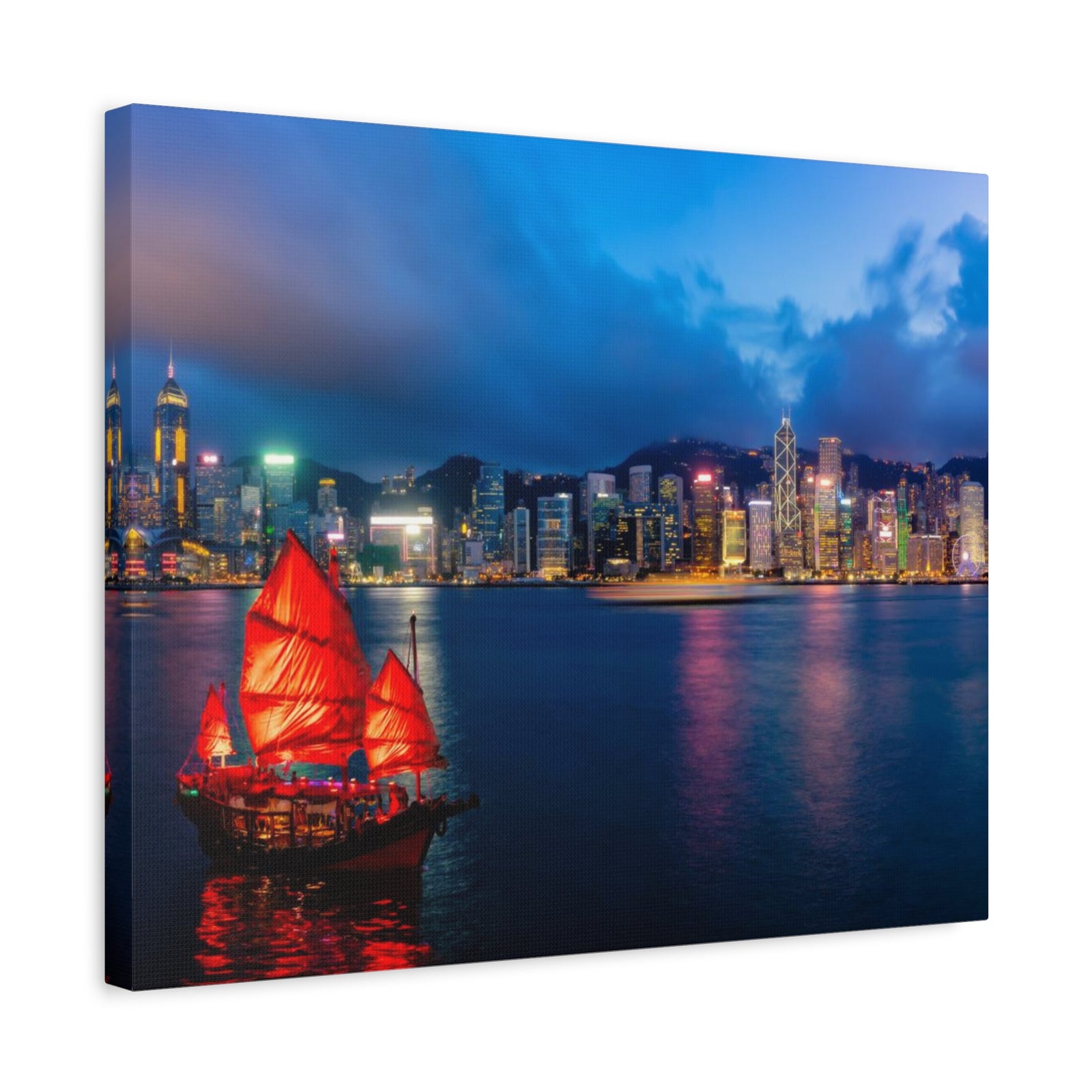 Hong Kong Night Skyline Canvas Artwork High-Quality Breathtaking Stunning Cityscape for Home Decor Ready to Hang-Express Your Love Gifts