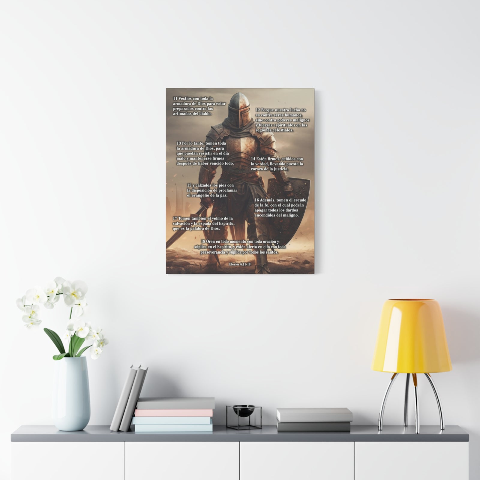 Scripture Walls Armour Of God Ephesians 6:11-18 Standing Warrior Spanish Christian Wall Art Print Ready to Hang Unframed-Express Your Love Gifts