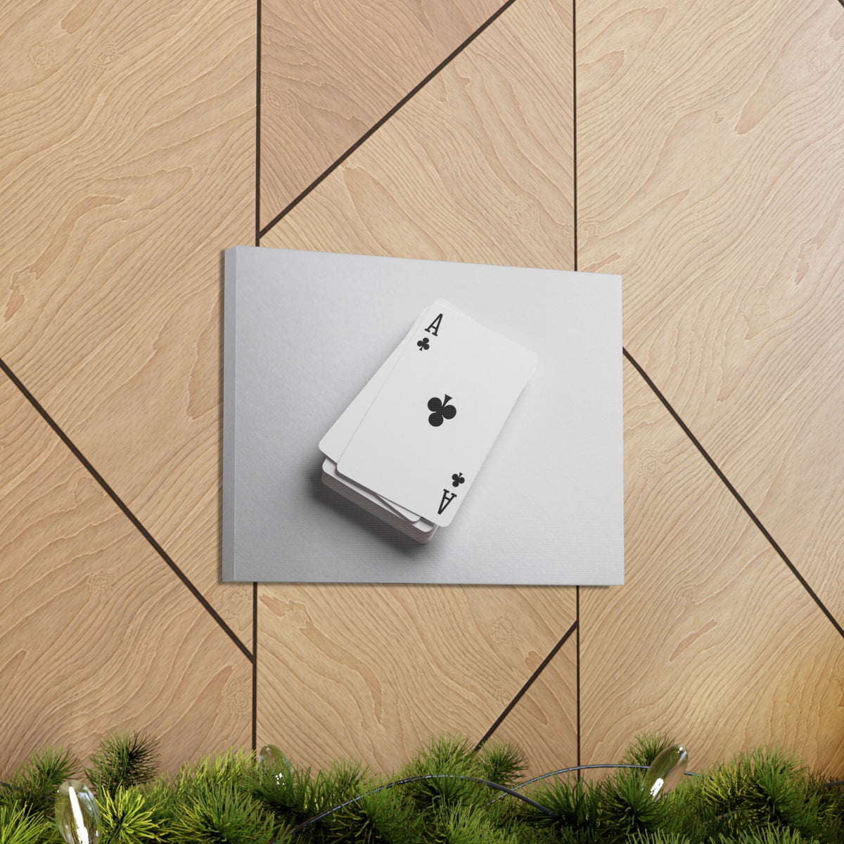 Ace of Clubs On A Playing Card Stack Playing Card Canvas Wall Art for Home Decor Ready-to-Hang-Express Your Love Gifts