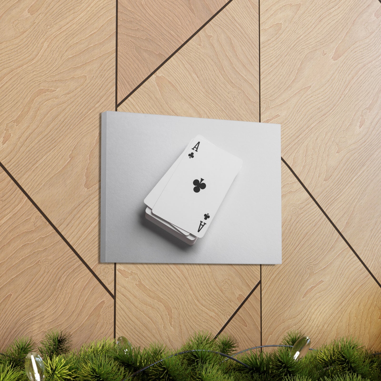 Ace of Clubs On A Playing Card Stack Playing Card Canvas Wall Art for Home Decor Ready-to-Hang-Express Your Love Gifts
