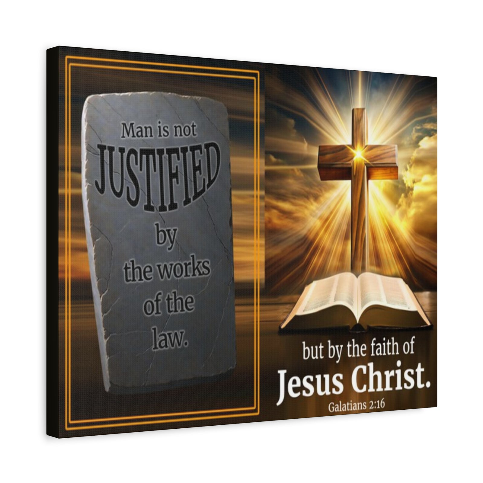 Scripture Walls Galatians 2:16 Faith & Law Bible Verse Canvas Christian Wall Art Ready to Hang Unframed-Express Your Love Gifts