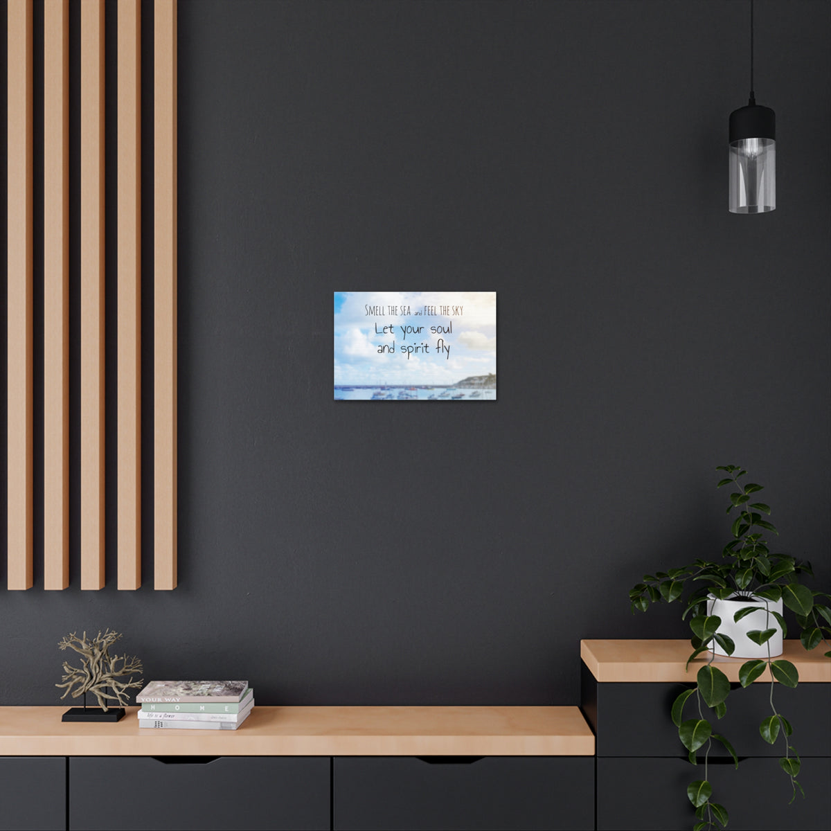 Inspirational Quote Canvas Smell The Sea And Feel The Sky Motivational Print Ready to Hang Artwork-Express Your Love Gifts