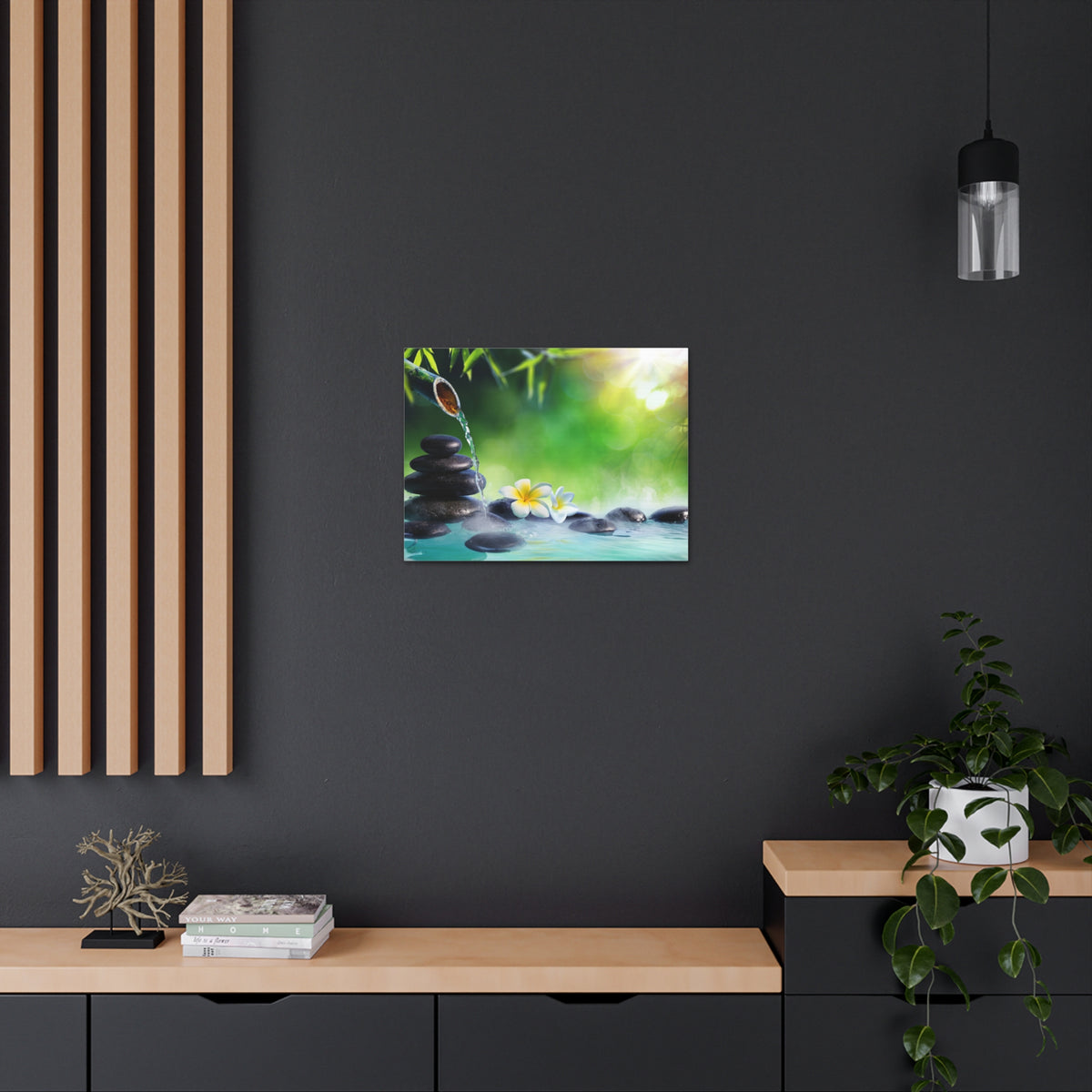 Plumeria Flowers in Fountain Forest Floral Nature Photography Canvas Wall Art for Home Decor Ready-to-Hang-Express Your Love Gifts