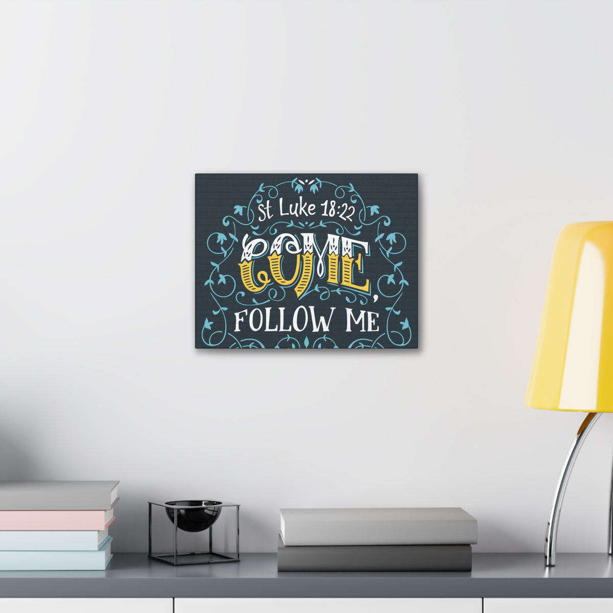 Scripture Canvas Come Follow Me Luke 18:22 Christian Wall Art Bible Verse Print Ready To Hang-Express Your Love Gifts