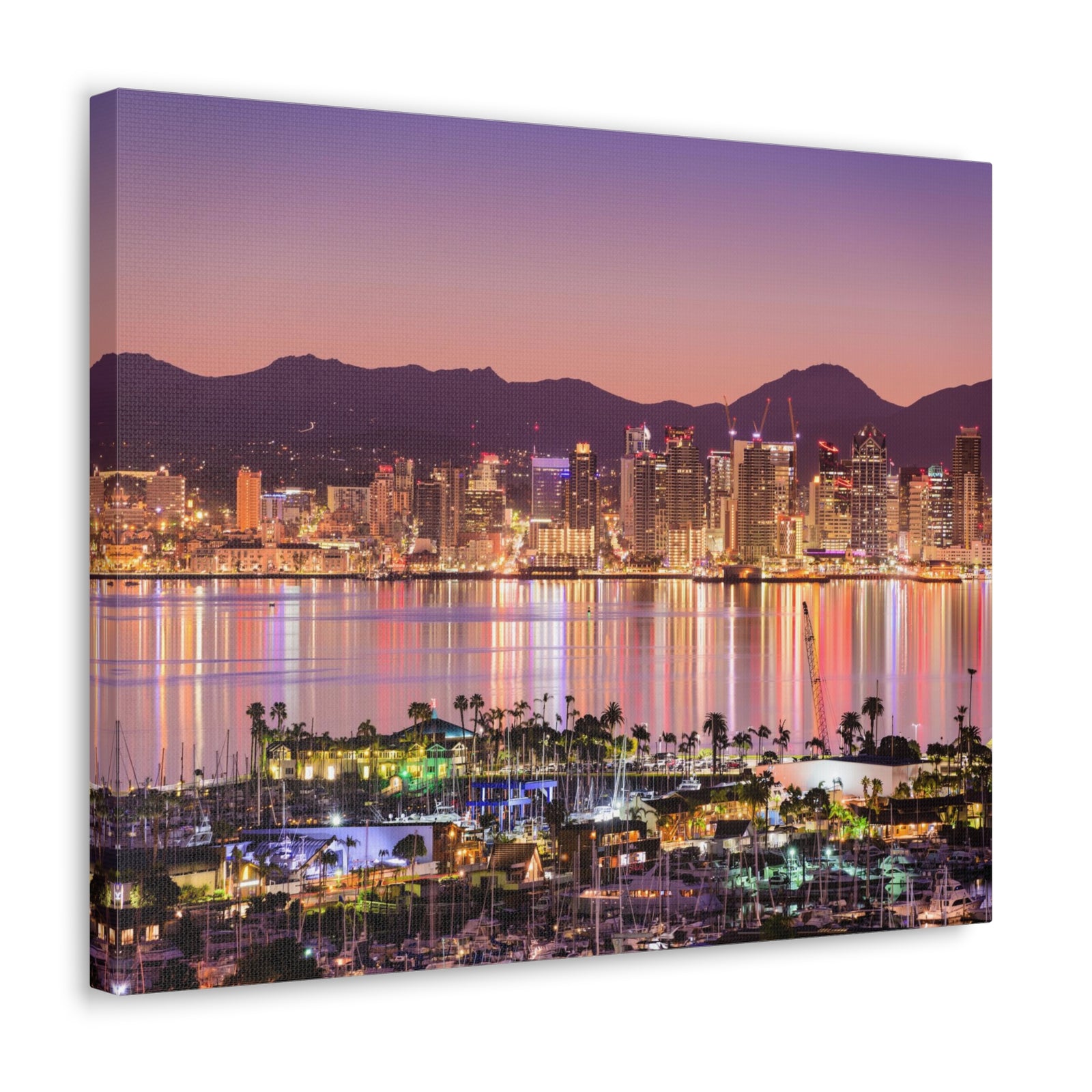 San Diego Night Skyline Canvas Artwork High-Quality Breathtaking Stunning Cityscape for Home Decor Ready to Hang-Express Your Love Gifts