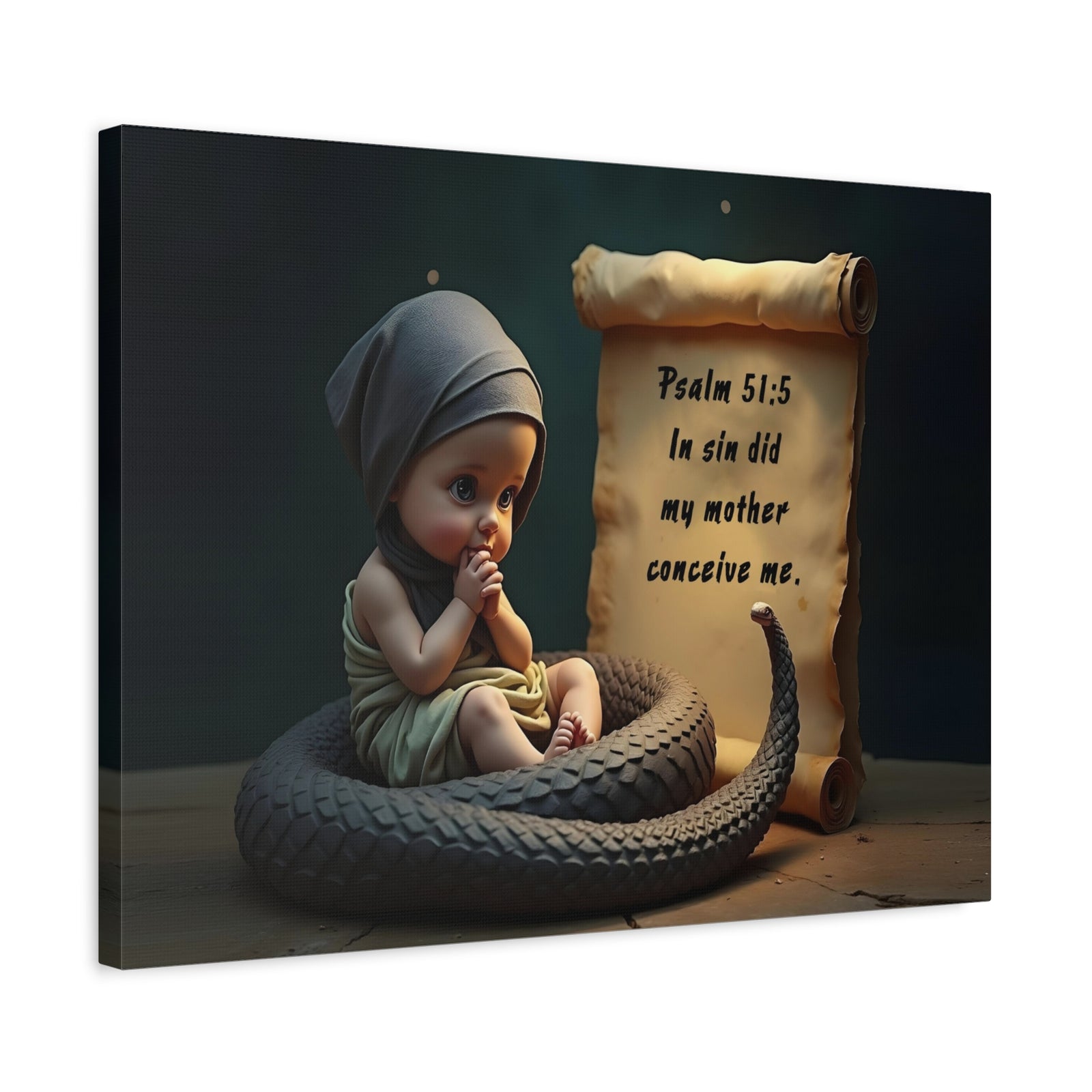 Scripture Walls Psalm 51:5 Viper in a Diaper Bible Verse Canvas Christian Wall Art Ready to Hang Unframed-Express Your Love Gifts