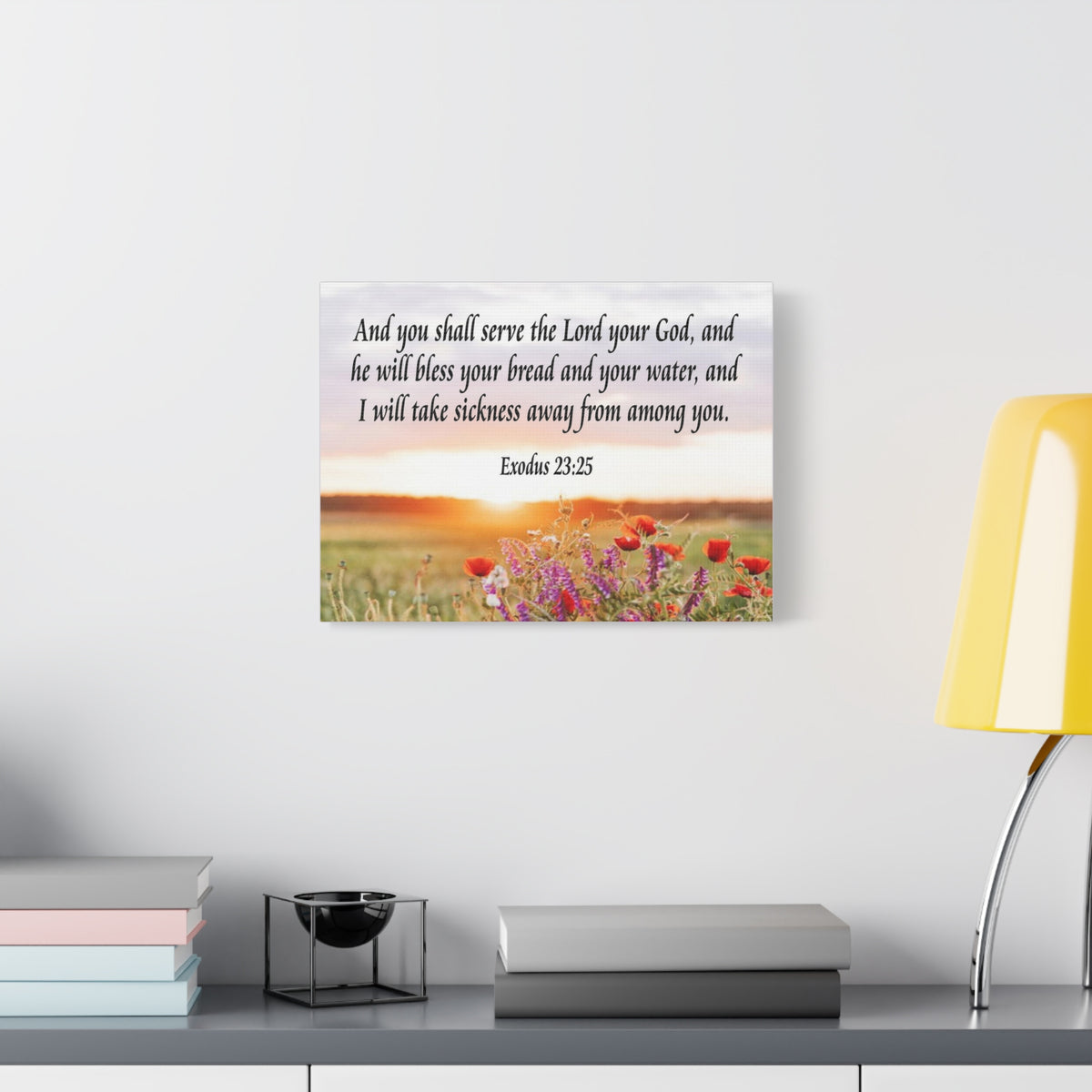 Bible Verse Canvas And You Shall Serve the Lord Exodus 23:25 Scripture Wall Art Christian Home Decor-Express Your Love Gifts