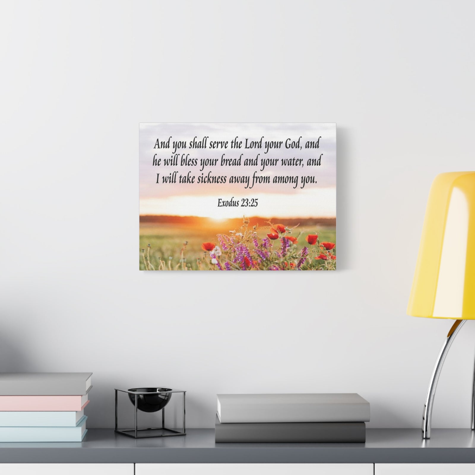 Bible Verse Canvas And You Shall Serve the Lord Exodus 23:25 Scripture Wall Art Christian Home Decor-Express Your Love Gifts