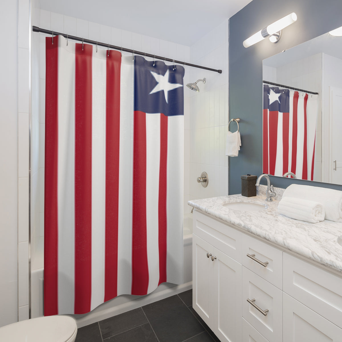 Liberia Flag Shower Curtain 71" x 74"-Express Your Love Gifts