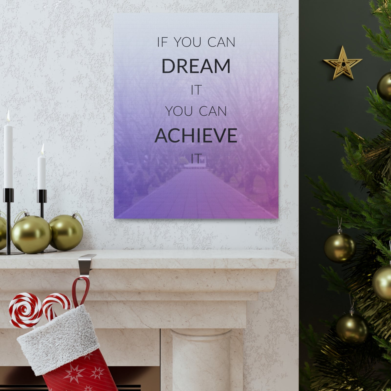 Inspirational Quote Canvas If You Can Dream Motivational Print Ready to Hang Artwork-Express Your Love Gifts