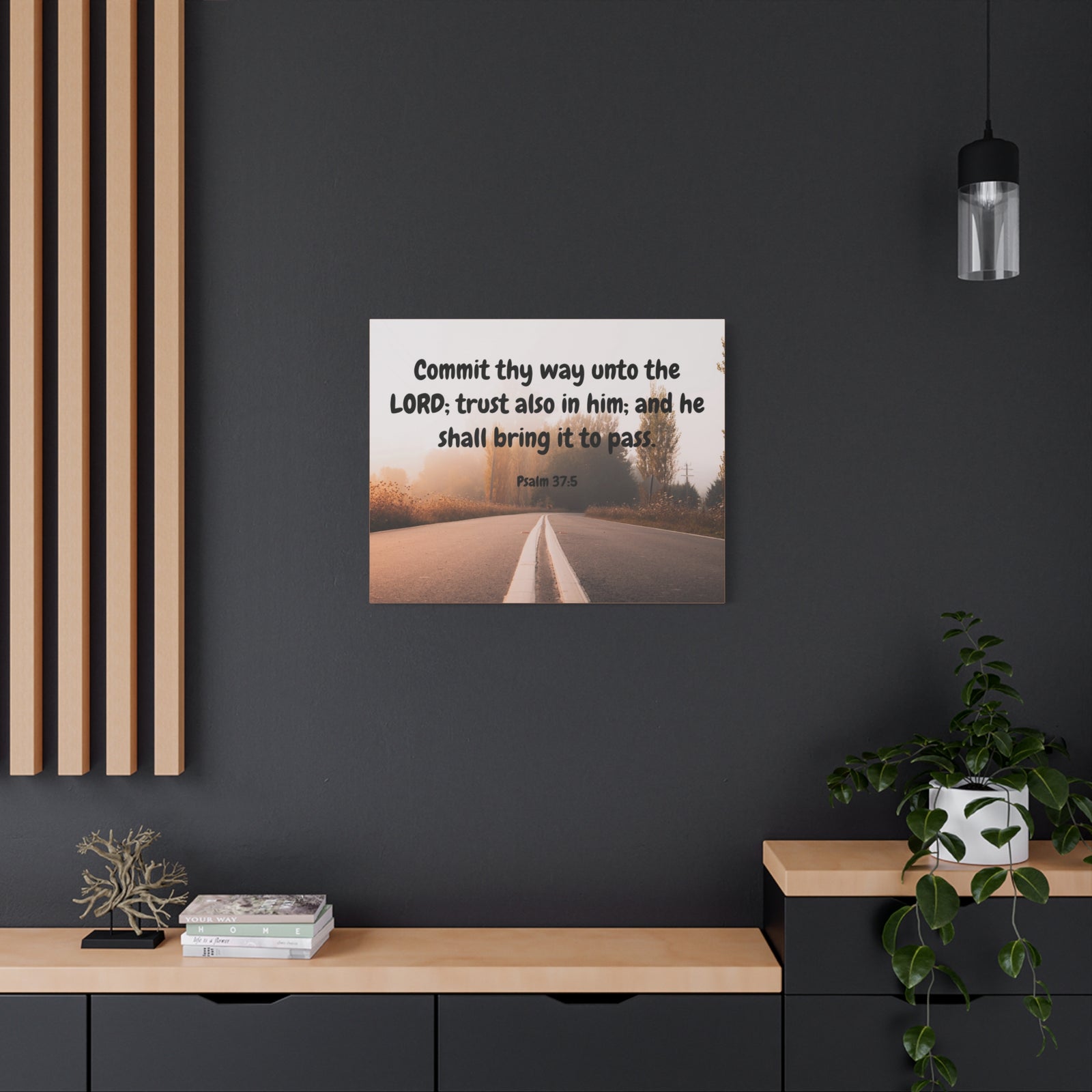 Scripture Canvas Commit Thy Way Psalms 37:5 Christian Wall Art Bible Verse Print Ready to Hang-Express Your Love Gifts