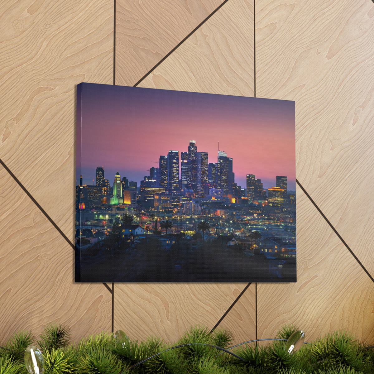 Los Angeles Night Skyline Canvas Artwork High-Quality Breathtaking Stunning Cityscape for Home Decor Ready to Hang-Express Your Love Gifts