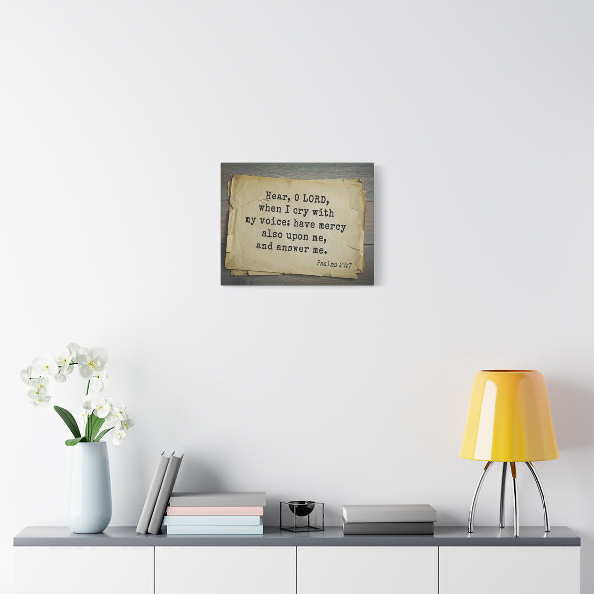 Scripture Walls Hear O Lord Psalms 27:7 Bible Verse Canvas Christian Wall Art Bible Verse Print Ready To Hang-Express Your Love Gifts