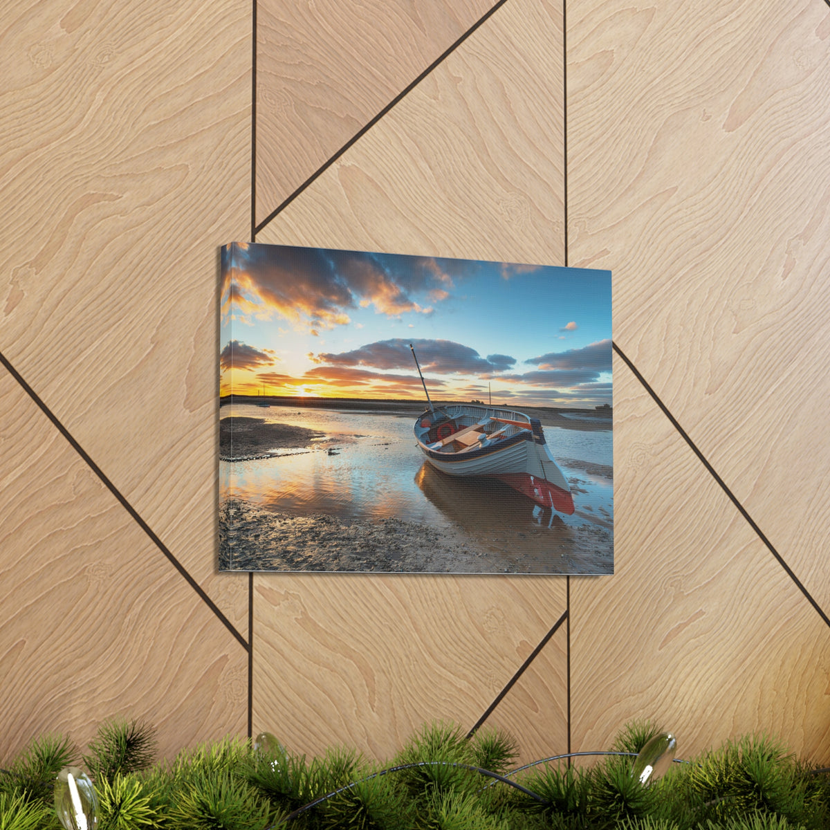 Stunning Sunset Over Fishing Boat Ocean Canvas Wall Art for Home Decor Ready-to-Hang-Express Your Love Gifts