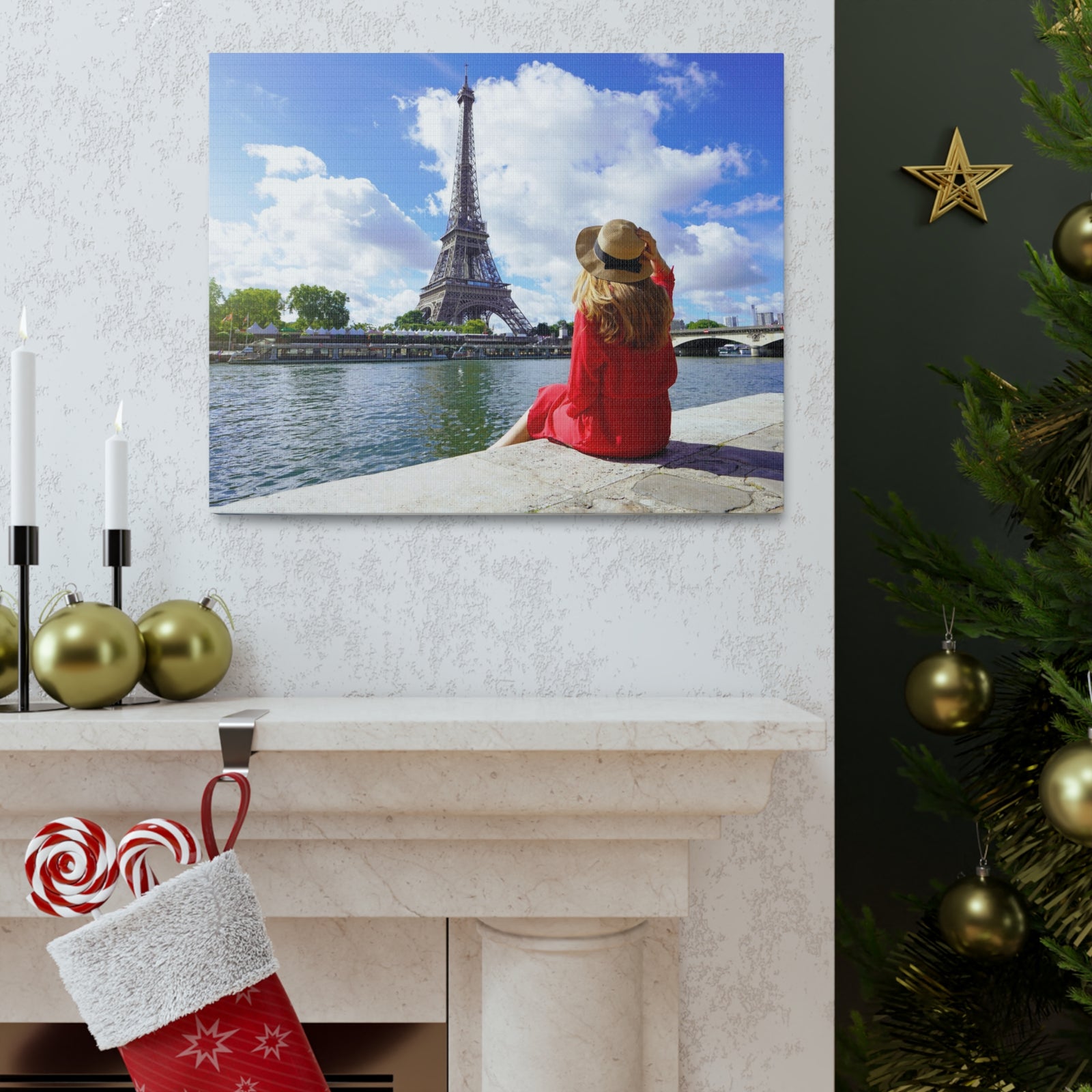 Eiffel Tower Sunrise Seine River Paris Skyline Canvas Artwork High-Quality Breathtaking Stunning Cityscape for Home Decor Ready to Hang-Express Your Love Gifts