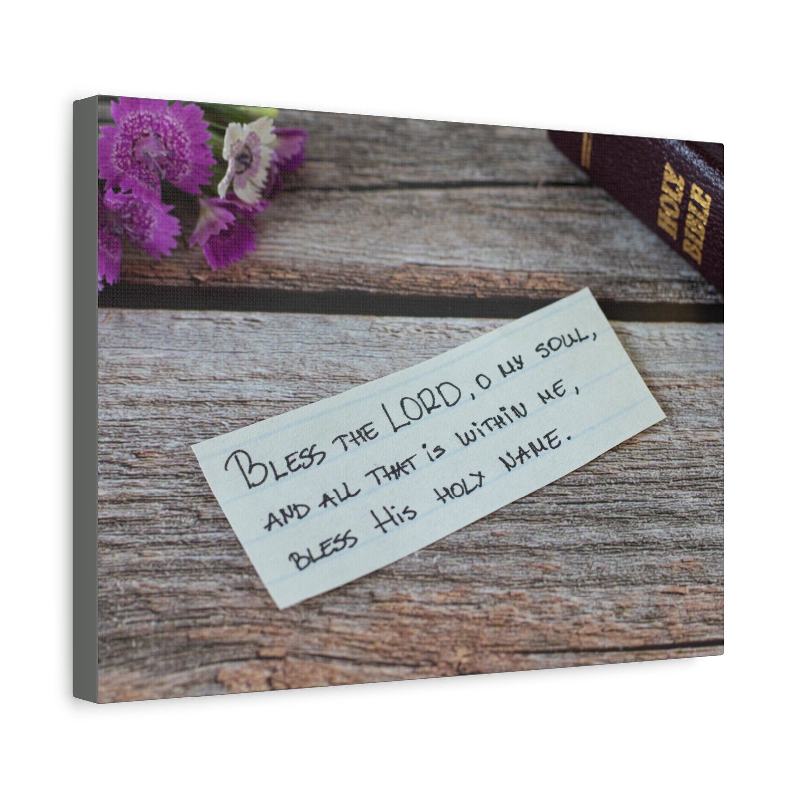 Scripture Canvas Bless The Lord Psalm 103:1 Wood Christian Wall Art Bible Verse Print Ready to Hang-Express Your Love Gifts