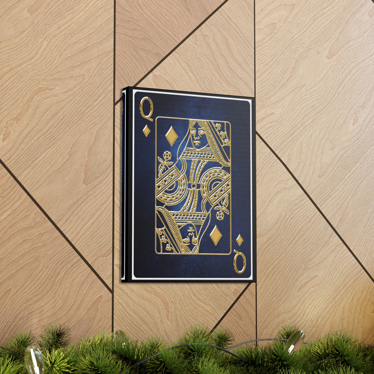 Queen Of Diamonds Space Background Playing Card Canvas Wall Art for Home Decor Ready-to-Hang-Express Your Love Gifts