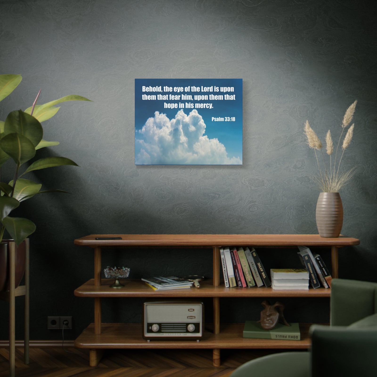Bible Verse Canvas Hope in His Mercy Psalm 33:18 Christian Home Décor Wall Art Scripture Ready to Hang Faith Print-Express Your Love Gifts