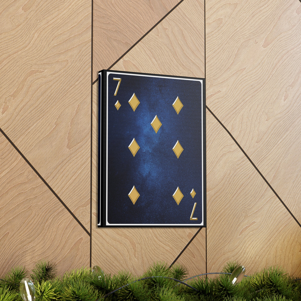 Seven Of Diamonds Space Background Playing Card Canvas Wall Art for Home Decor Ready-to-Hang-Express Your Love Gifts