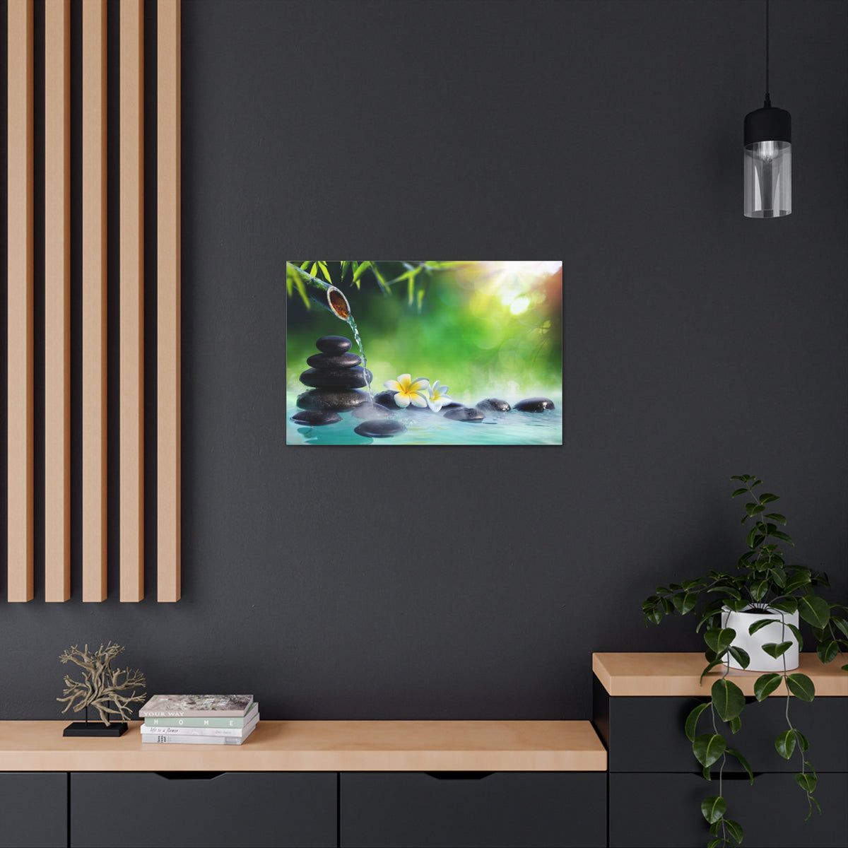 Plumeria Flowers in Fountain Forest Floral Nature Photography Canvas Wall Art for Home Decor Ready-to-Hang-Express Your Love Gifts