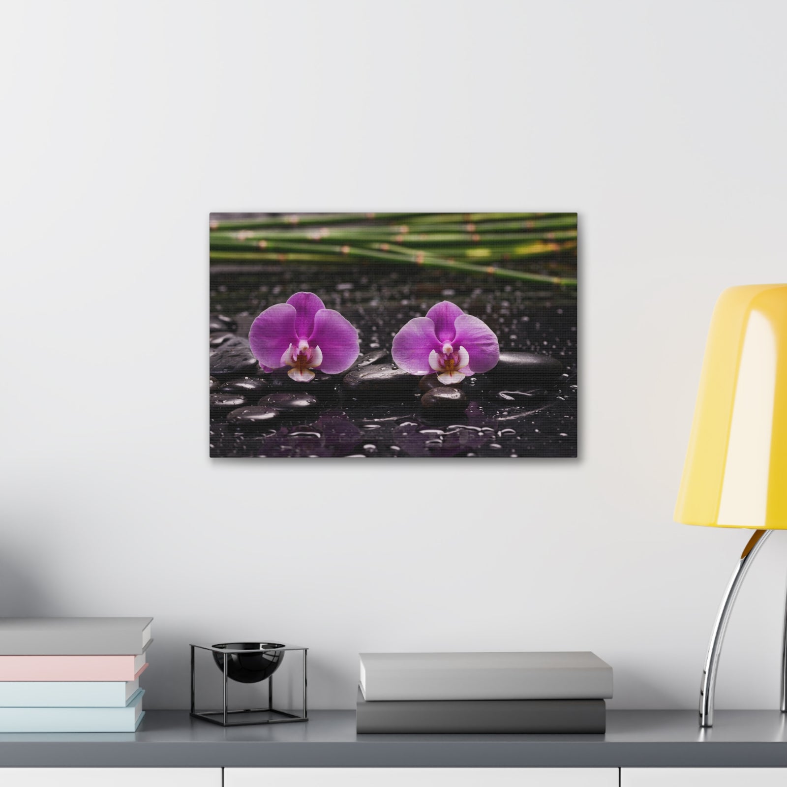 Two Pink Orchid Forest Floral Nature Photography Canvas Wall Art for Home Decor Ready-to-Hang-Express Your Love Gifts