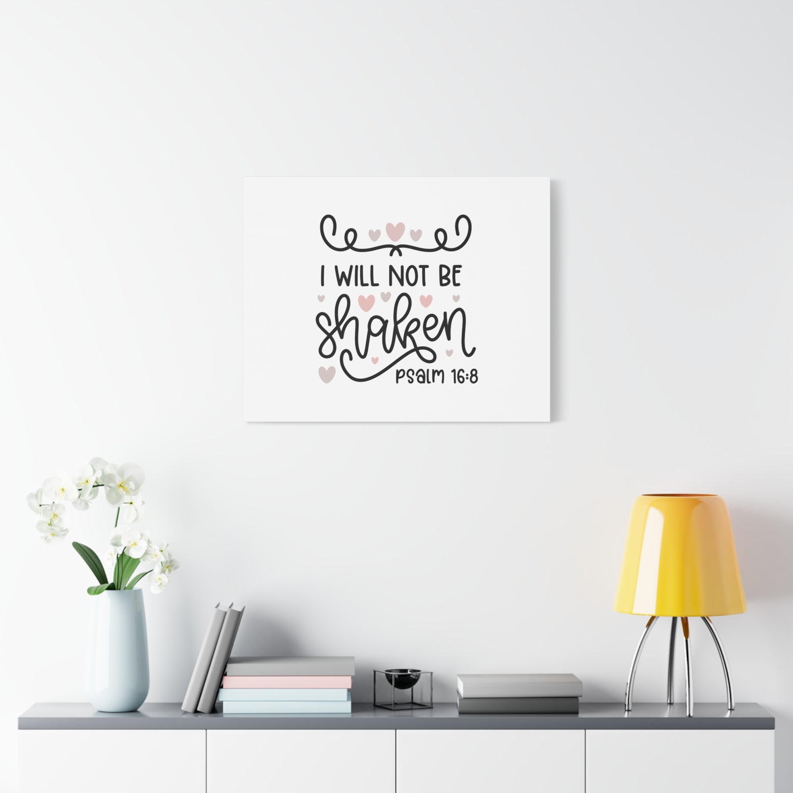 Scripture Canvas I Will Not Be Shaken Psalm 16:8 Christian Wall Art Bible Verse Print Ready to Hang-Express Your Love Gifts