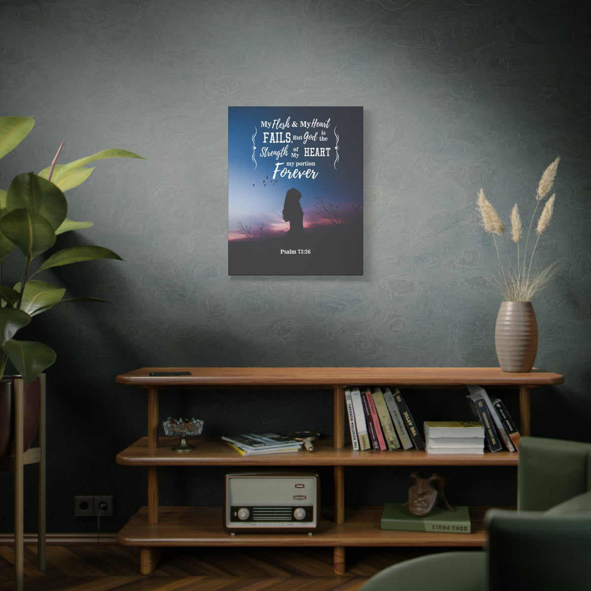 Scripture Canvas My Flesh and Heart Psalm 73:26 Christian Wall Art Bible Verse Print Ready to Hang-Express Your Love Gifts