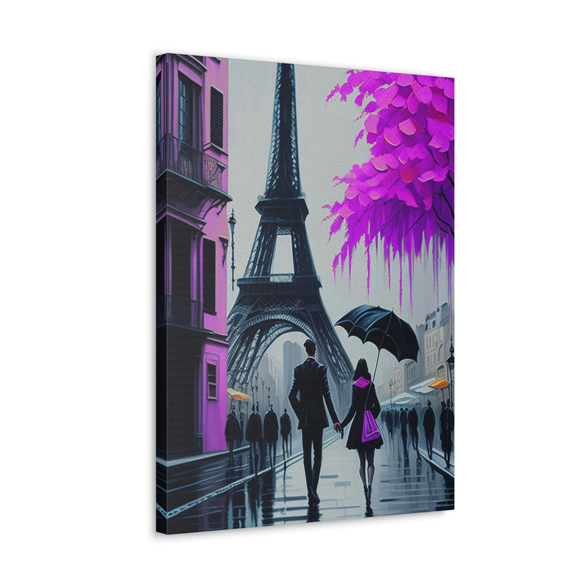 Romantic Couple Paris Eiffel Tower France Canvas Artwork High-Quality Breathtaking French City for Home Decor Ready to Hang-Express Your Love Gifts