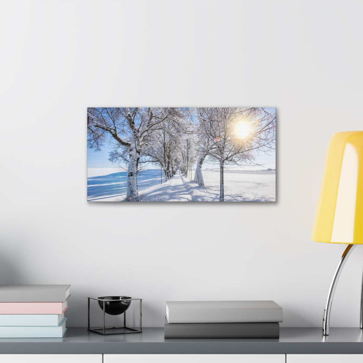 Small Footpath In Winter Through Trees Canvas Wall Art for Home Decor Ready-to-Hang-Express Your Love Gifts