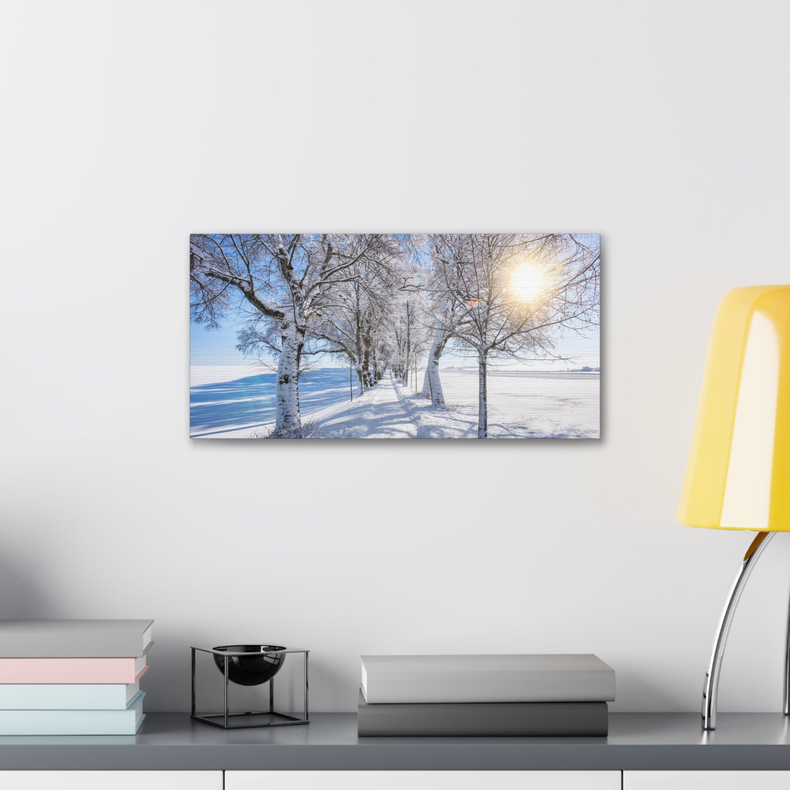 Small Footpath In Winter Through Trees Canvas Wall Art for Home Decor Ready-to-Hang-Express Your Love Gifts