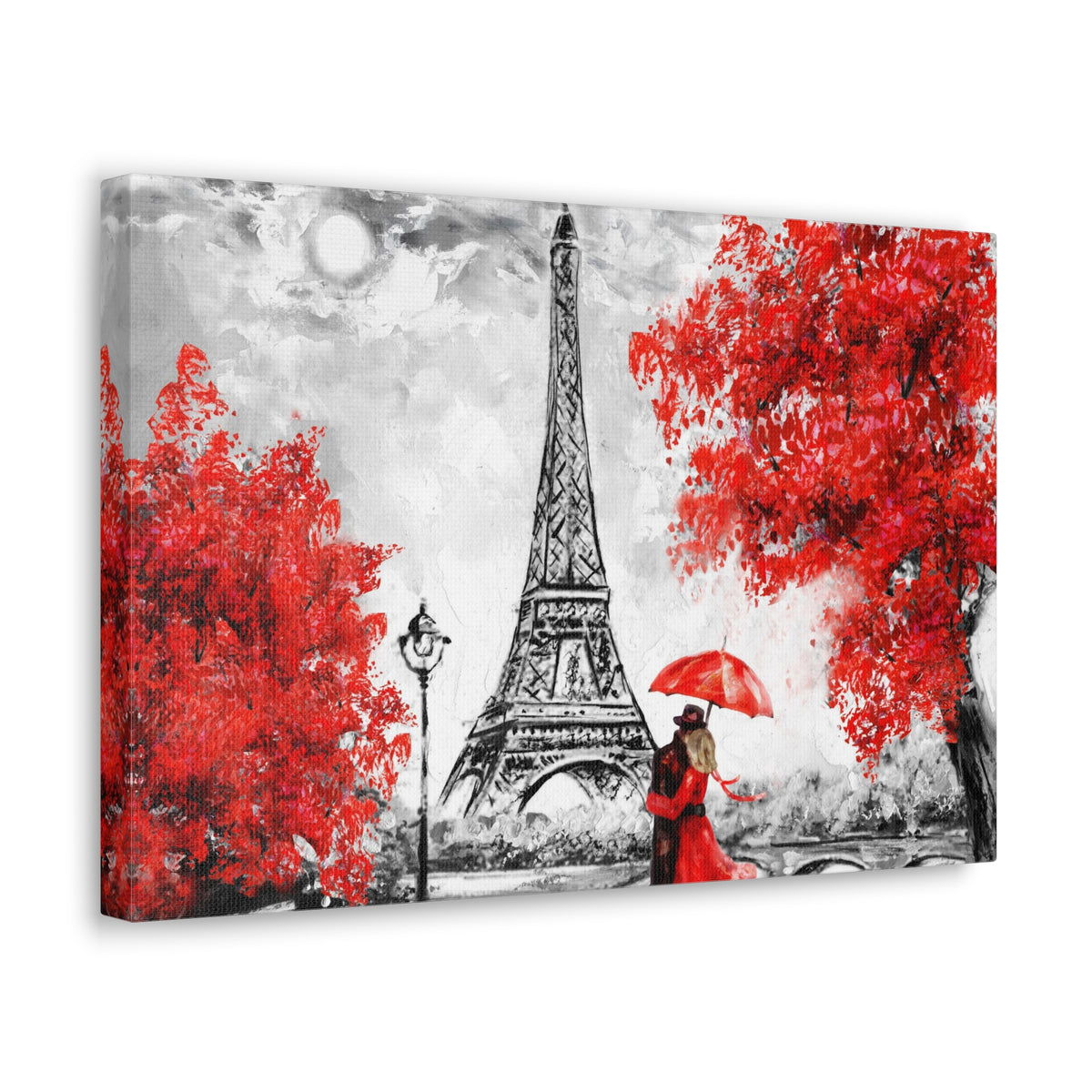 Paris Eiffel Tower Couple France Canvas Artwork High-Quality Breathtaking French City for Home Decor Ready to Hang-Express Your Love Gifts