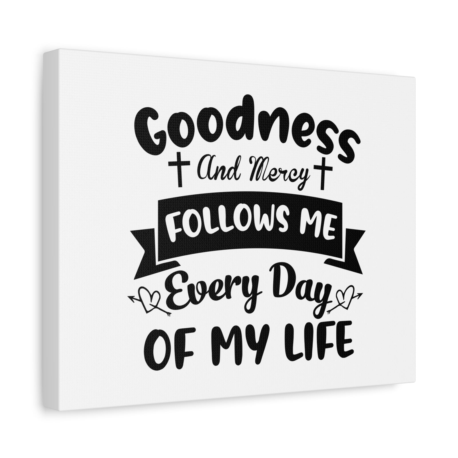 Scripture Canvas Goodness And Mercy Psalms 23:6 Cross Christian Wall Art Bible Verse Print Ready to Hang-Express Your Love Gifts