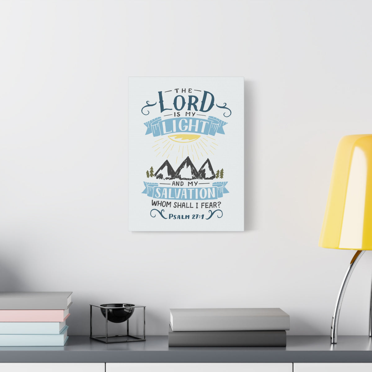 Scripture Canvas The Lord Is My Light Psalm 27:1 Christian Wall Art Bible Verse Print Ready to Hang-Express Your Love Gifts