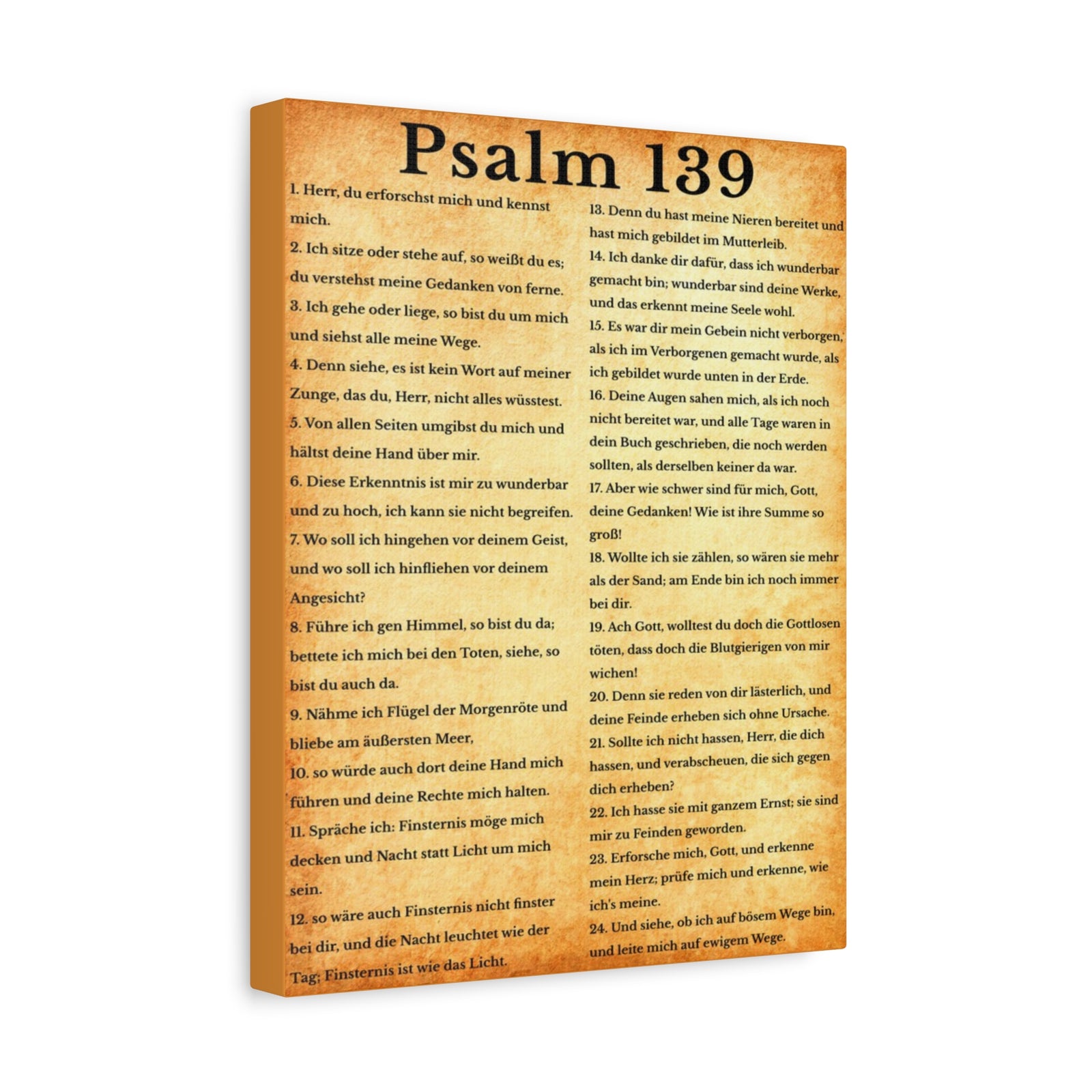 Scripture Walls Psalm 139 German Gold Bible Verse Canvas Christian Wall Art Ready to Hang Unframed-Express Your Love Gifts