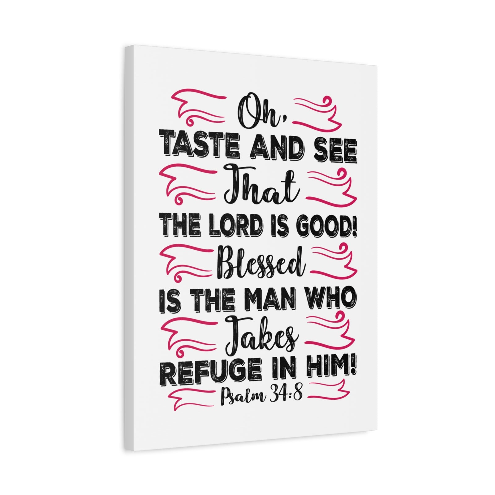 Scripture Canvas The Lord Is Good Psalm 34:8 Christian Wall Art Bible Verse Print Ready to Hang-Express Your Love Gifts