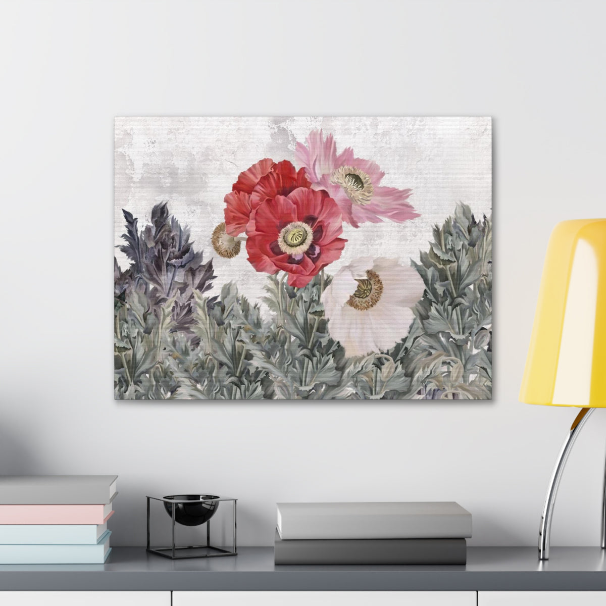Poppies Flowers Illustration Flower Canvas Wall Art for Home Decor Ready-to-Hang-Express Your Love Gifts