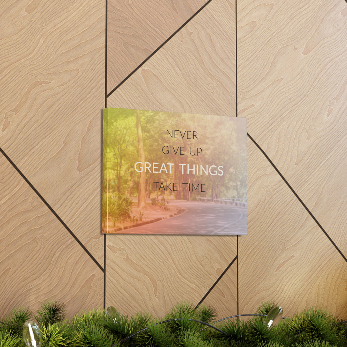 Inspirational Quote Canvas Never Give Up Motivational Print Ready to Hang Artwork-Express Your Love Gifts